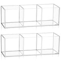 Epakh 2 Pieces Acrylic Cube Organizer 3 Compartments Clear Acrylic Pencil Holder Makeup Brush Organizer Acrylic Drawer Organizer