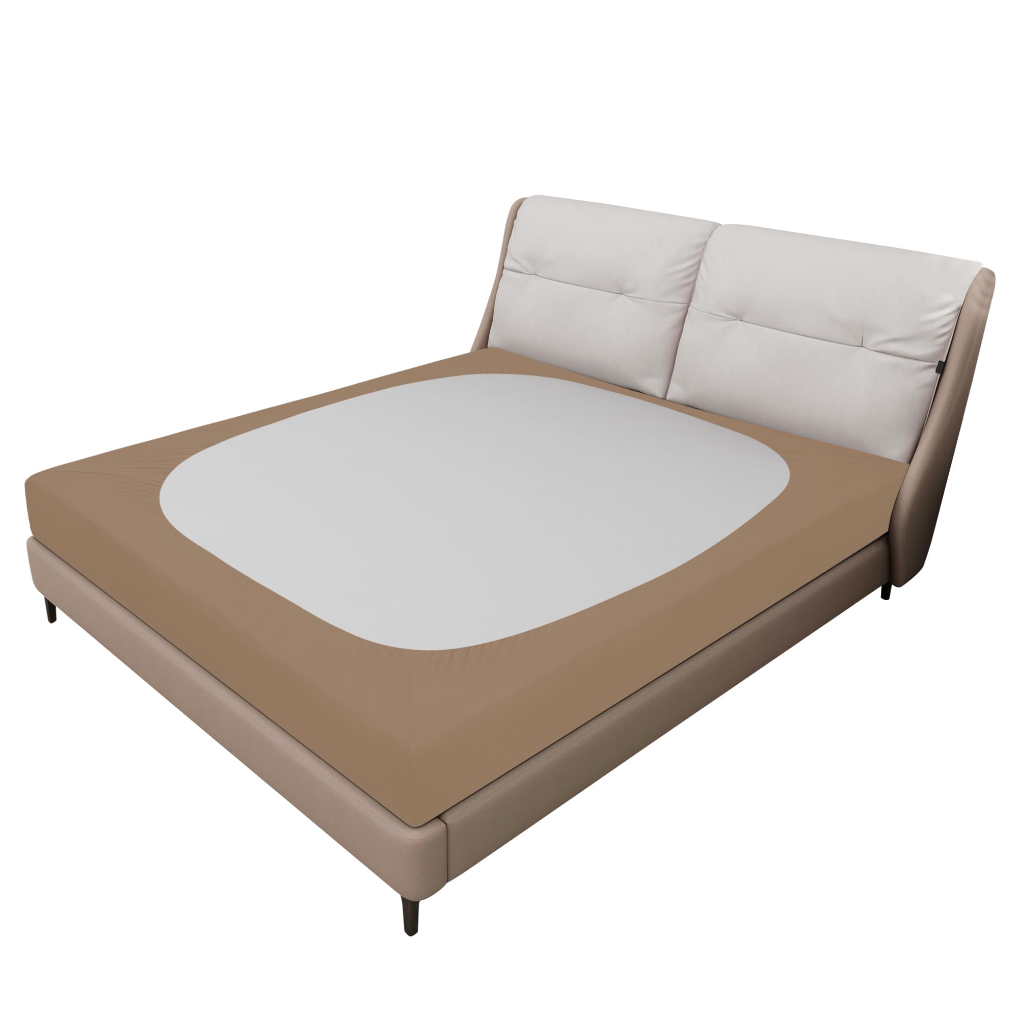 Easy-Going Box Spring Cover Twin Size, 4 Way Stretch Smooth And Elastic Wrap Around Band 4 Sides Bed Skirt, Camel