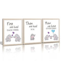 KAIRNE Watercolor Elephant Family Framed Canvas Wall Art ,First We Had Each Other Quote Art Print,Nursery Animal Love Words Pict