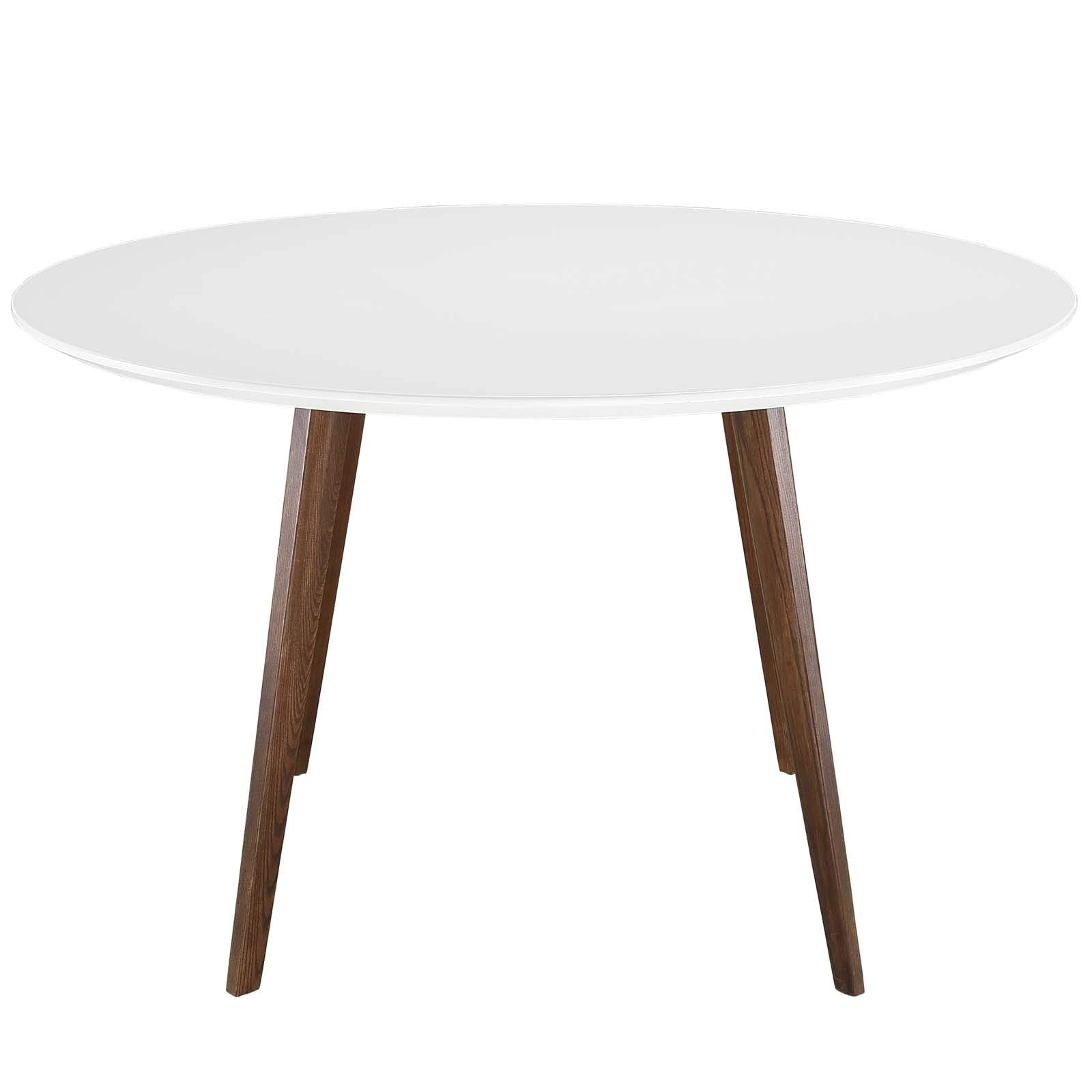 Modway Platter 47&quot; Mid-Century Modern Round Kitchen And Dining Table In White