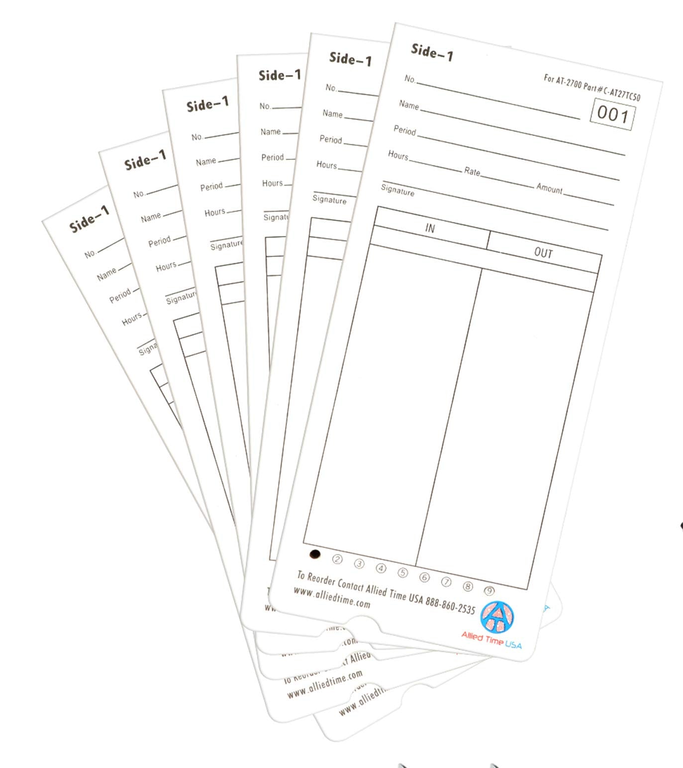 Genuine At-2700 Time Cards, 4-Packs Of 50Ea