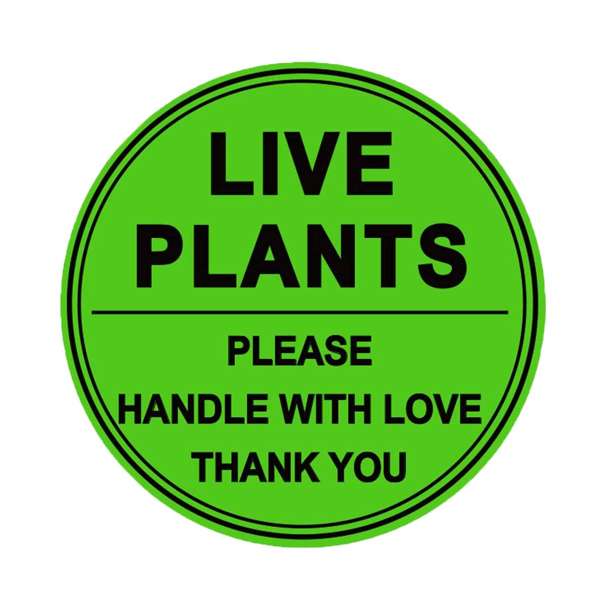 3 Inch Live Plants/Handle With Love Stickers - Green Fragile Handling Shipping Warehouse Pallet Stickers 250 Adhesive Labels (Gr