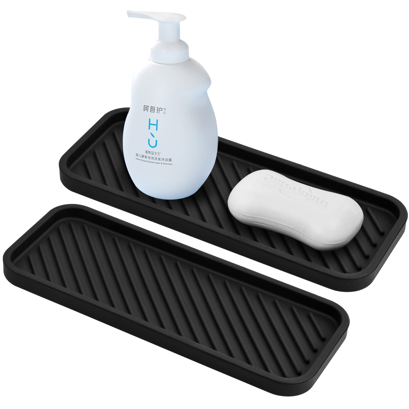 Chstarina 2Pcs Silicone Sponge Holder 9 * 23Cm NonSlip Sink Organiser Tray For Kitchen Food Grade Drying Board Mat For Drip Dis