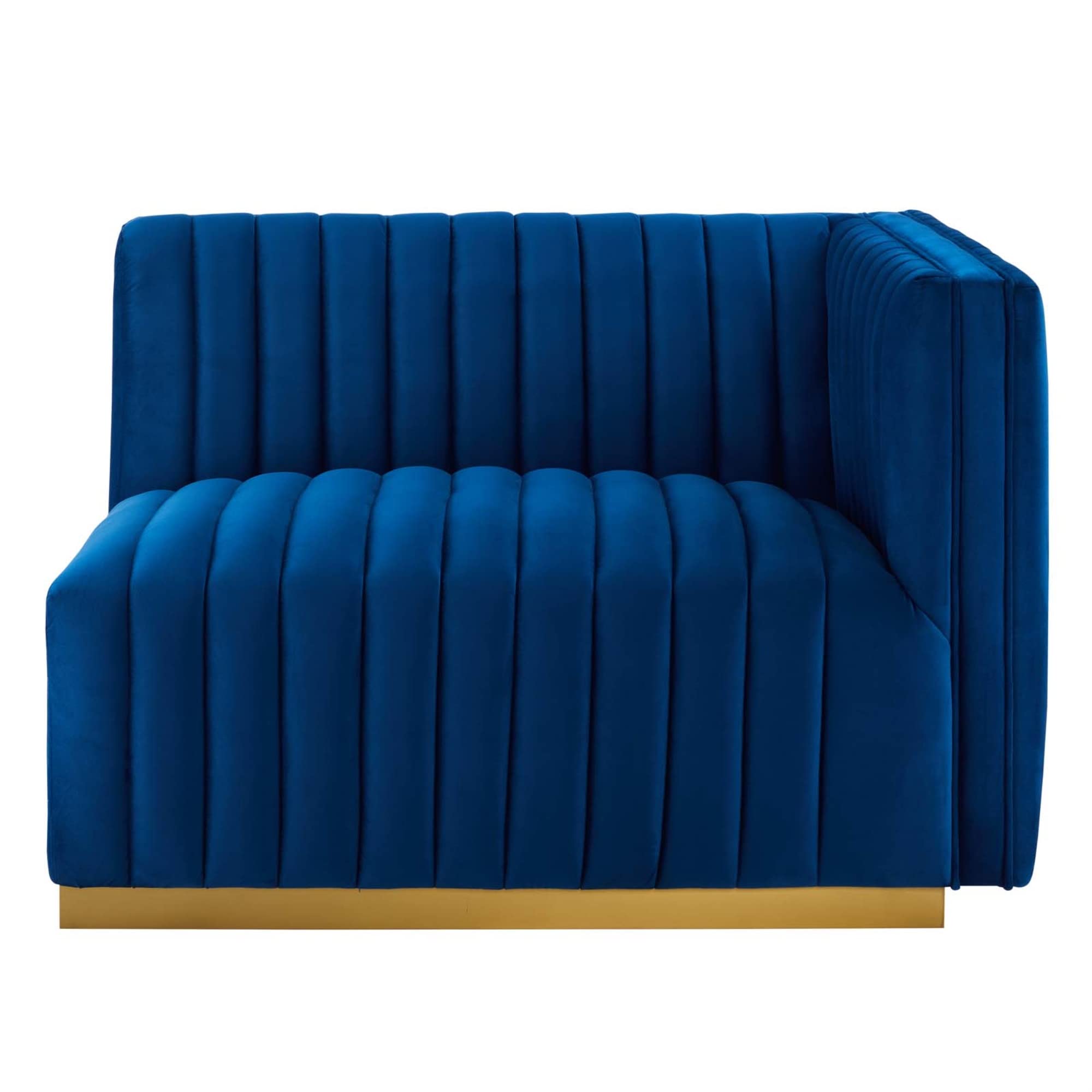 Modway Conjure Channel Tufted Performance Velvet Right-Arm Chair in Gold/Navy