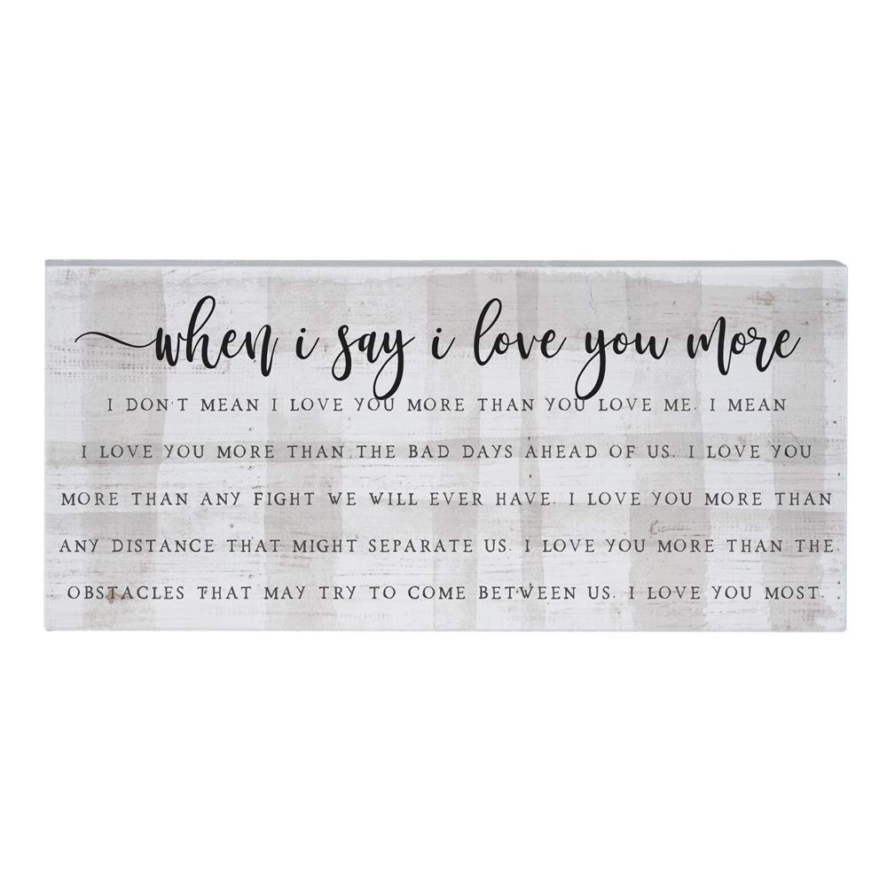 Simply Said, INC Inspire Boards I Love You Most Sign - When I Say I Love You More - 12 x 5.5 inch Wood Sign - I Love You Gifts -