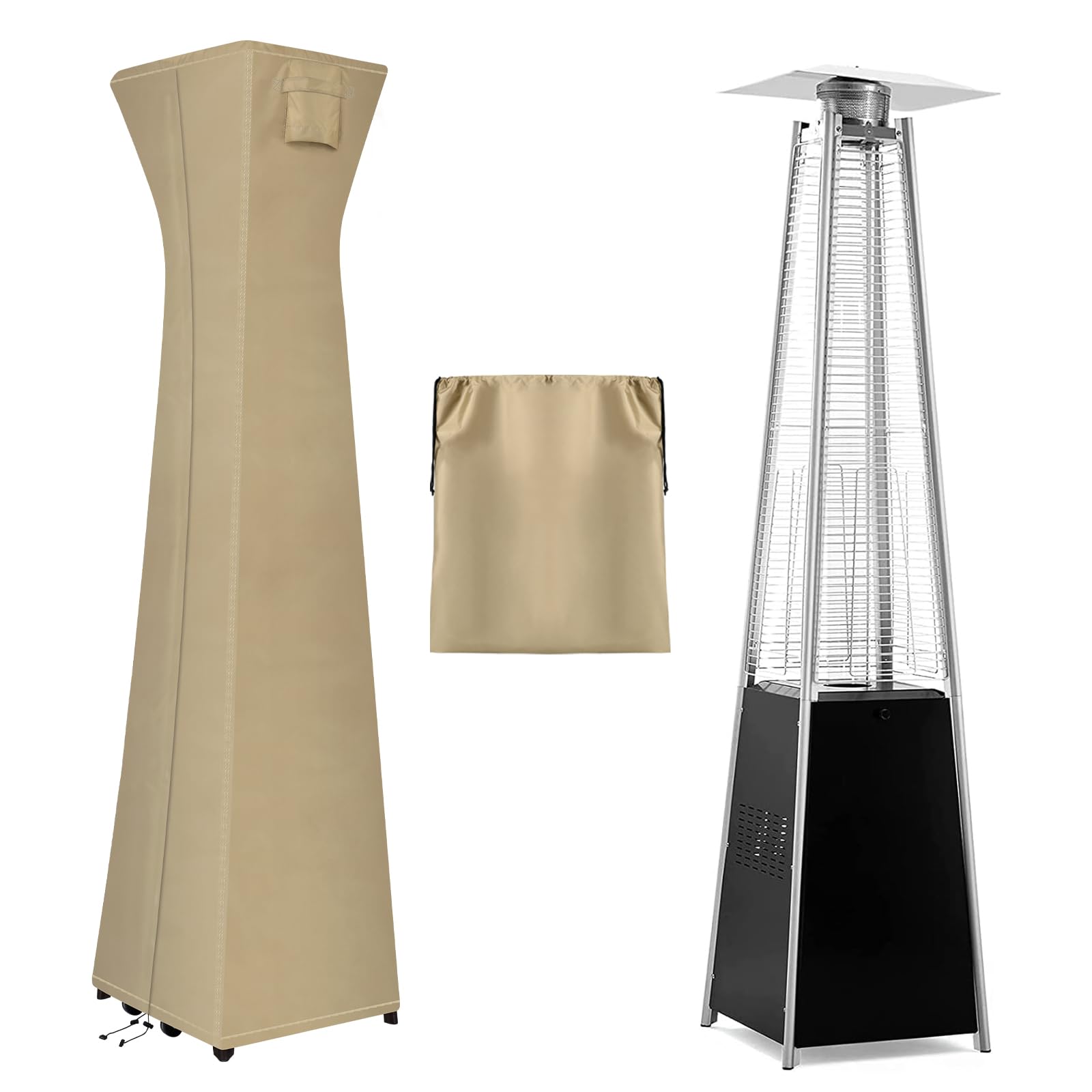 Outdoorlines Waterproof Outdoor Patio Heater Covers With Zipper And Storage Bag, Dust-Proof Uv-Resistant Windproof Propane Heavy