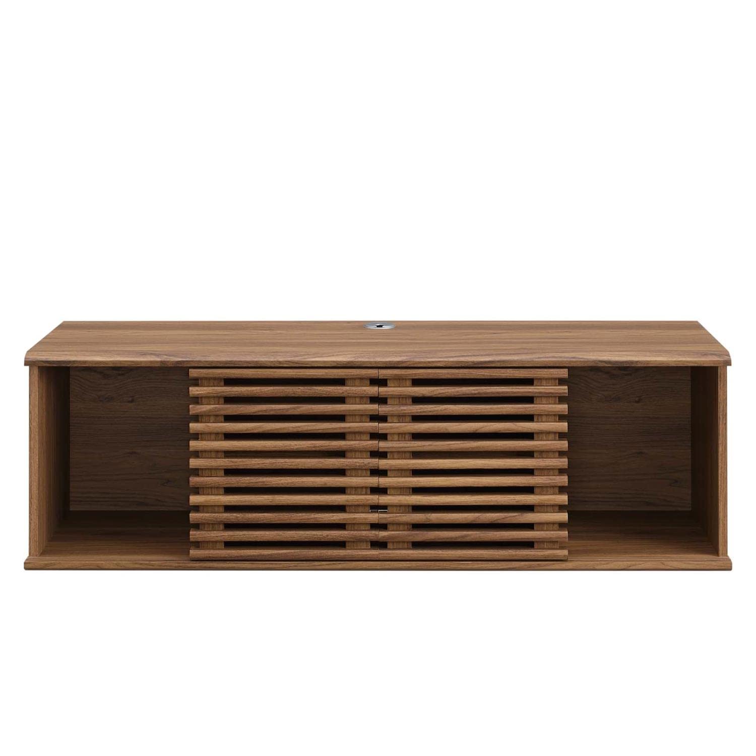 Modway Render 46&quot; Mid-Century Modern Wall Mount Media Console Tv Stand, 46 Inch, Walnut