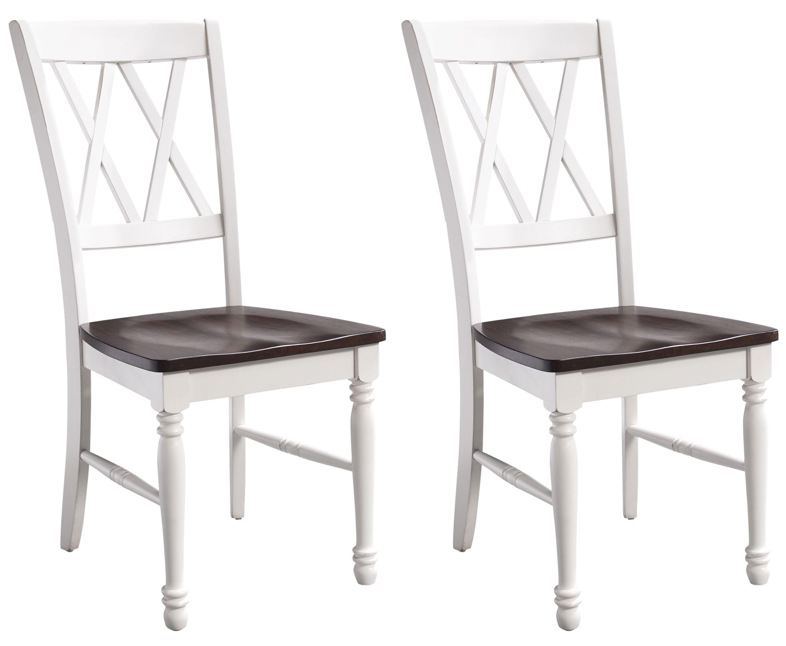 Crosley Furniture Shelby Traditional Wood X-Back Dining Room Chairs Set of 2, Kitchen Chair, Distressed White