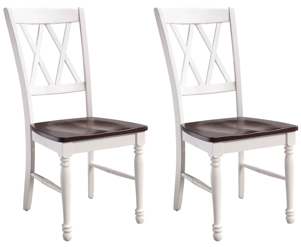 Crosley Furniture Shelby Traditional Wood X-Back Dining Room Chairs Set of 2, Kitchen Chair, Distressed White
