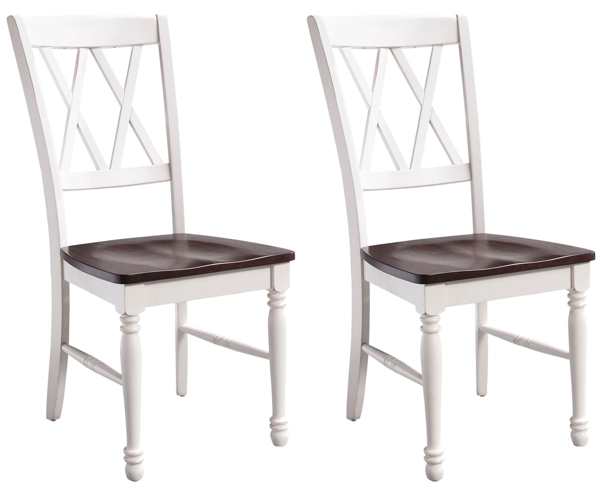 Crosley Furniture Shelby Traditional Wood X-Back Dining Room Chairs Set of 2, Kitchen Chair, Distressed White