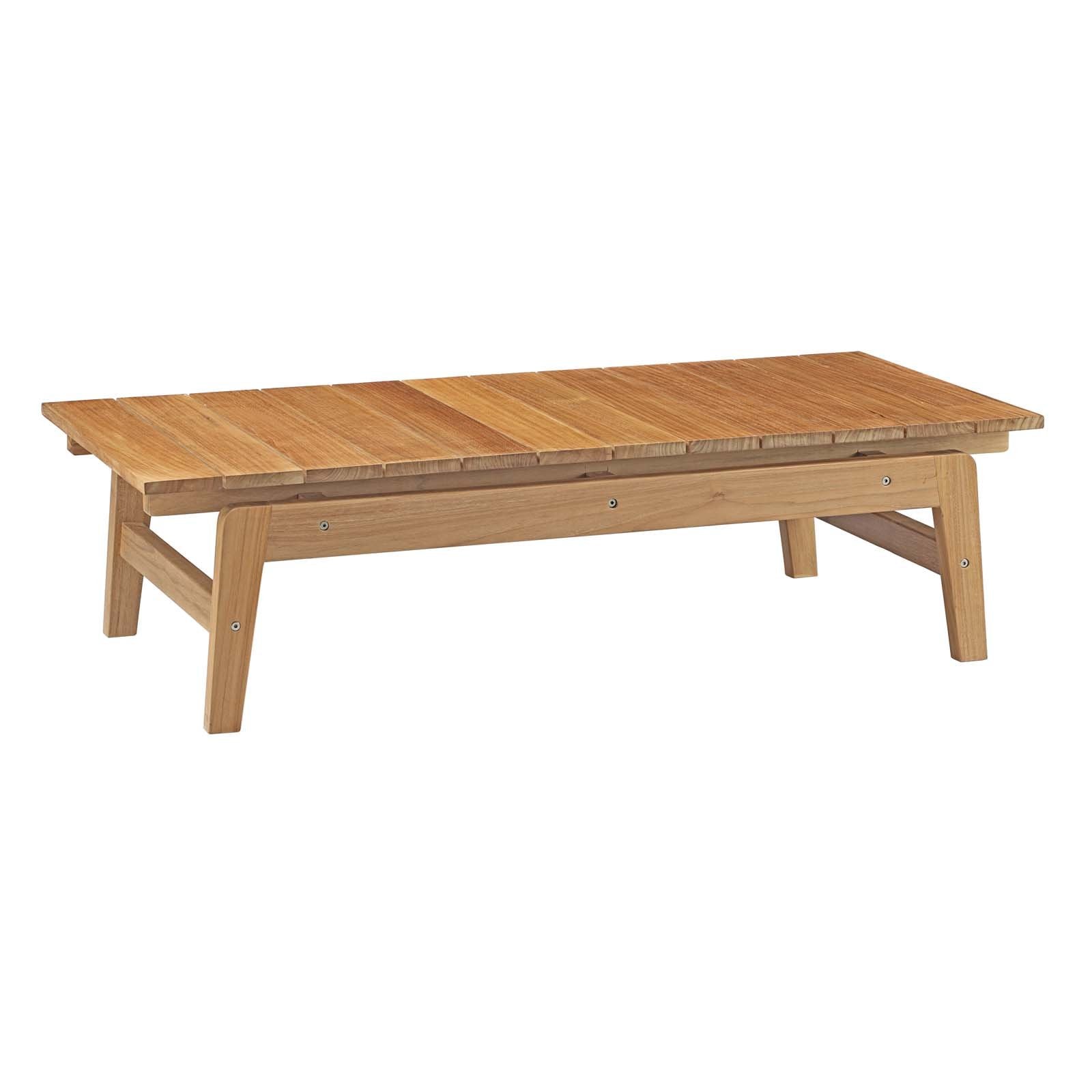 Modway Bayport Teak Wood Outdoor Patio Coffee Table In Natural