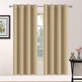 Yakamok Blackout Curtains Room Darkening Thermal Insulated Grommet Top Window Curtains For Living Room, 52 X 72Inch, Beige, Set