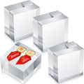 Remerry 4 Pieces 3 x 3 x 2 Acrylic Square Display Block Clear Polished Acrylic Cube Acrylic Jewelry Display Stand Ring Showcase 