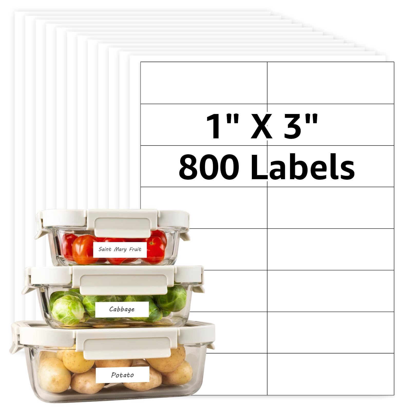 Maxgear 800Pcs Removable Labels, 1   X3    Labels For Home Packing Box And Storage Bins, Water/Oil/Tear Resistants No Residue, M