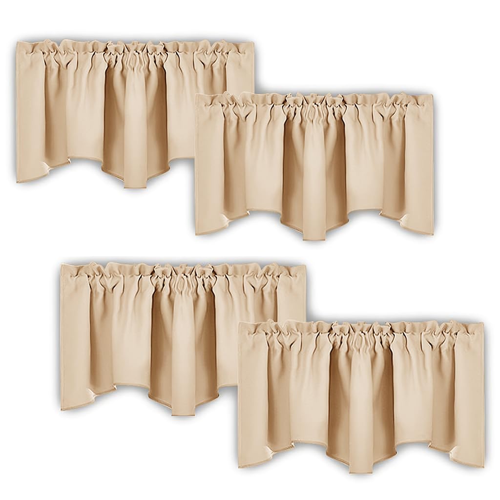 Nicetown Room Darkening Window Valance - Solid Thermal Insulated 52 Inches By 18 Inches Scalloped Rod Pocket Curtain/Drape/Drape