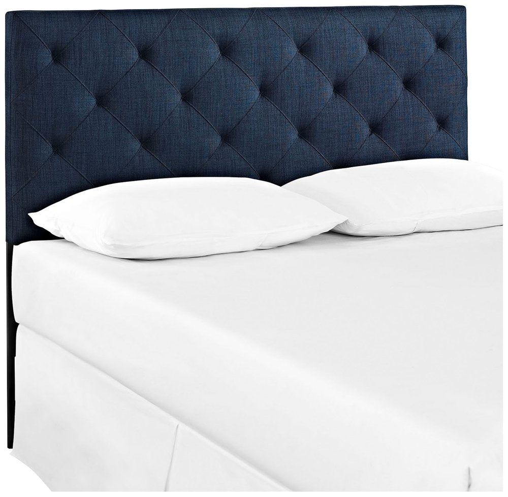 Modway Theodore Tufted Diamond Pattern Fabric Upholstered Full Headboard in Navy