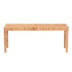 Baxton Studio Abelia Modern Bohemian Natural Rattan and Mahogany Wood Long Accent Bench