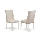 East West Furniture Cafl5-Lwh-01 5 Piece Dinette Set For 4 Includes A Rectangle Dining Table And 4 Cream Linen Fabric Parson Dining Room Chairs, 36X60 Inch, Linen White