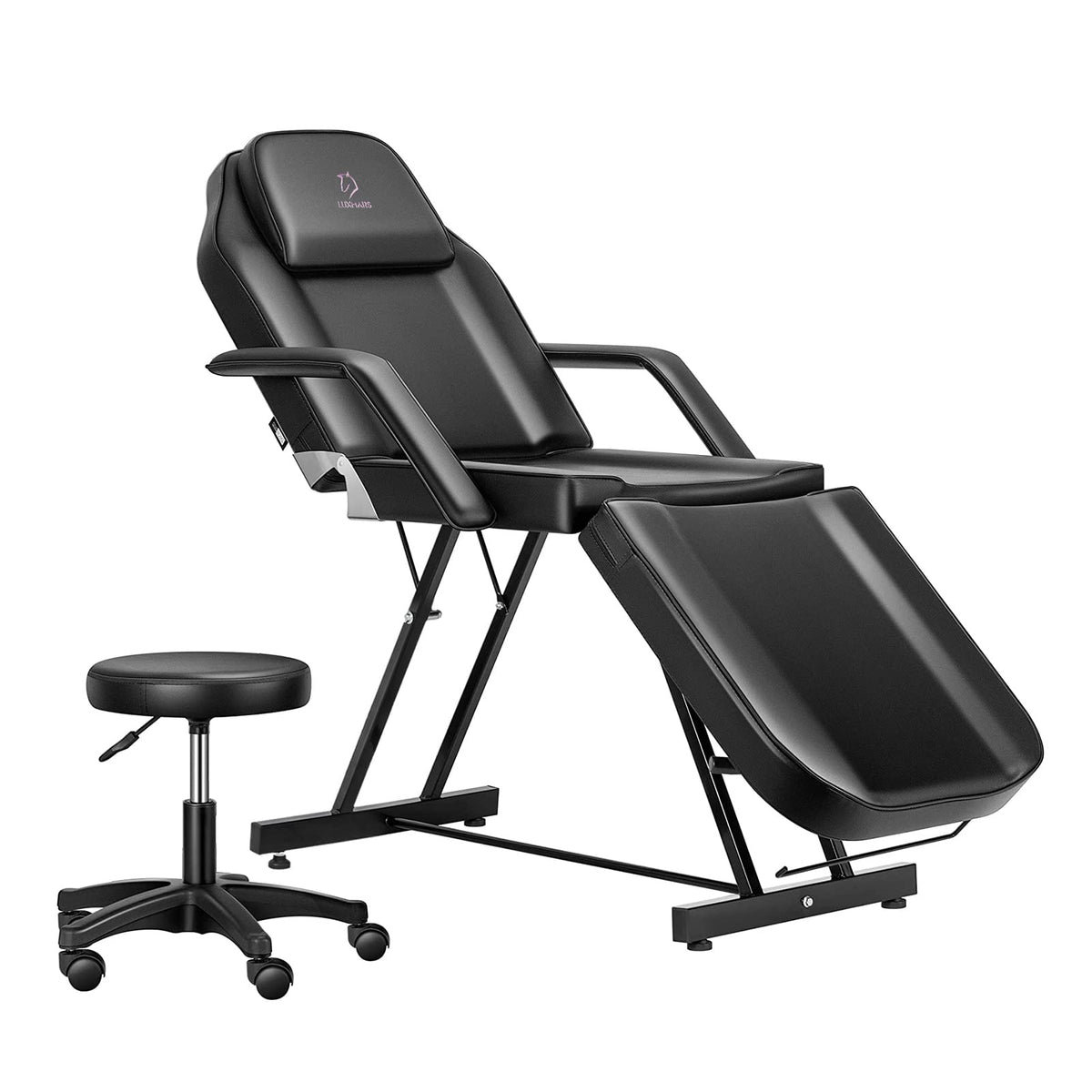 LUXMARS Tattoo Chair, Multipurpose Facial Chair 73 Inch Spa Salon Facial Bed with Massage Equipment Spa Stool for Beauty Spa Tat