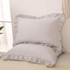 Beige Gray Pillow Shams Cute Ruffle Standard Pillowcases Solid Pillow Cover Set Of 2 Shabby Chic Soft Light Gray Pillowcases 2 P