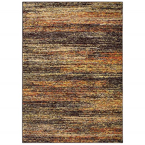 HomeRoots Nylon, Polypropylene 6'x9' Gold and Slate Abstract Indoor Area Rug