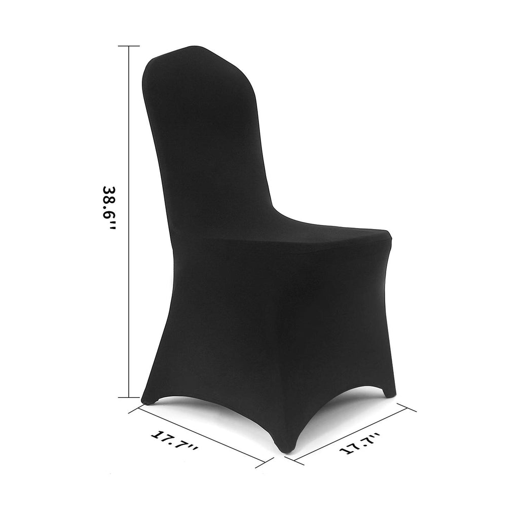 Peomeise 12Pcs Stretch Spandex Chair Cover For Wedding Party Dining Banquet Event (Black, 12)