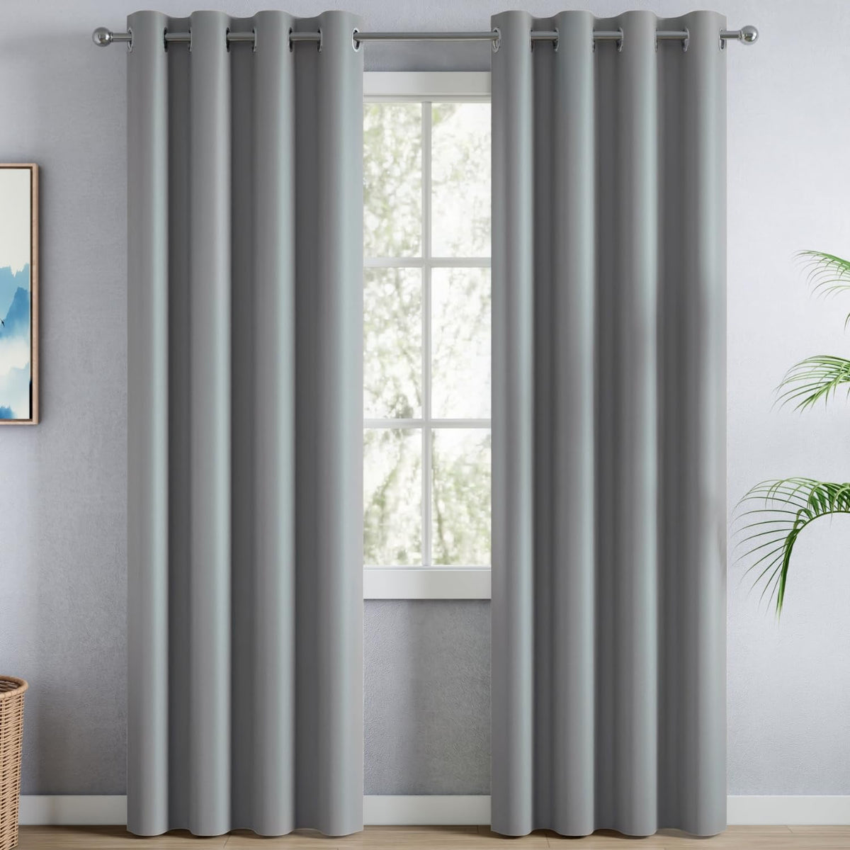 haus & kinder Blackout Curtains 7 feet Long, Door Curtains 7 Feet Set of 2, Blackout Curtain,100% Room Darkening Door Curtain (A