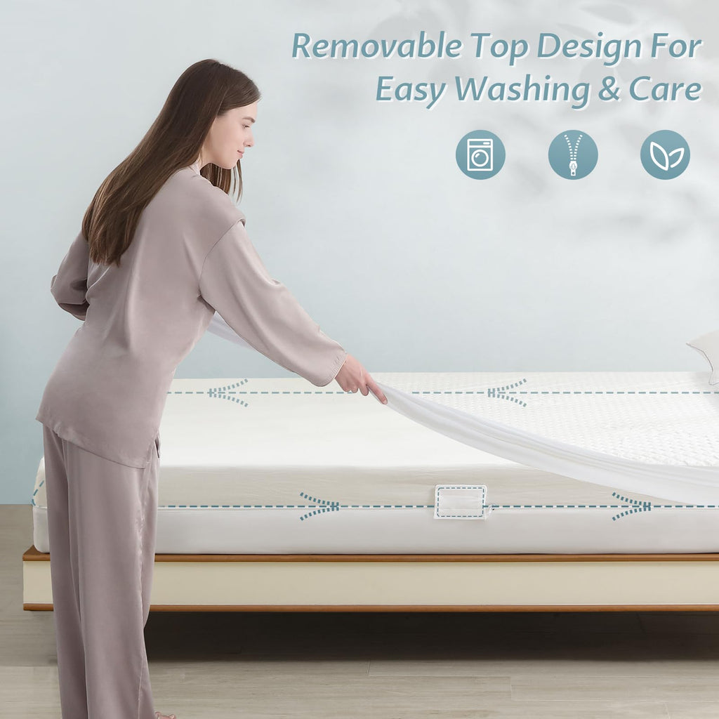 Twin Xl Size Bamboo Rayon Mattress Protector With Zipper - 100% Waterproof Zippered Mattress Cover - Soft & Cooling Noiseless Be