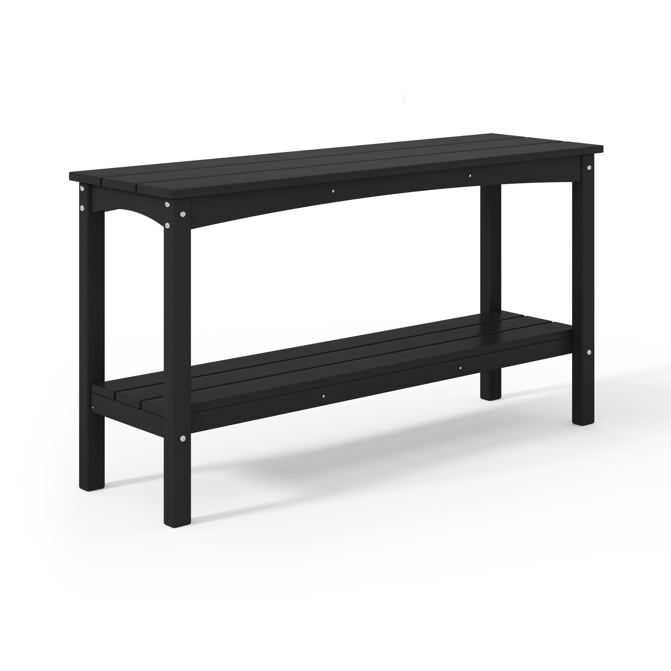 Costaelm Outdoor Shelf For Patio, 55' Outdoor Hdpe Plant Table, Adirondack 2-Tier Shelf Entry Console Table, Sideboard Table For Outdoor Bar, Dark Brown