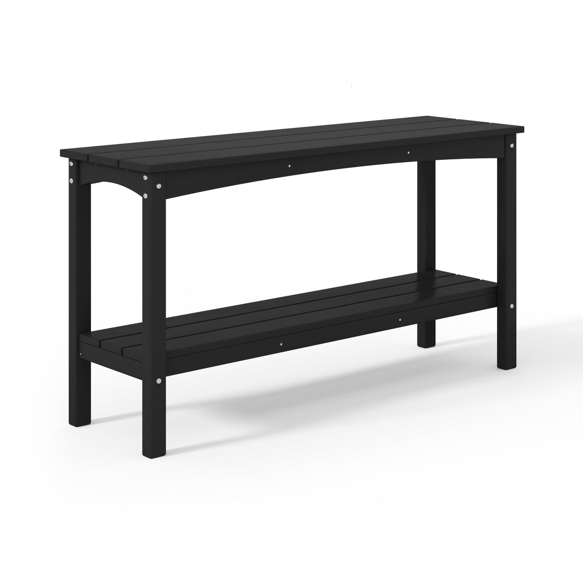 Costaelm Patio Console Table, 55'' 2-Shelf Said Table Indoor Outdoor Multifunctional Buffet Bar Storage Organizer For Entryway, Garden Hdpe Plant Table, Black