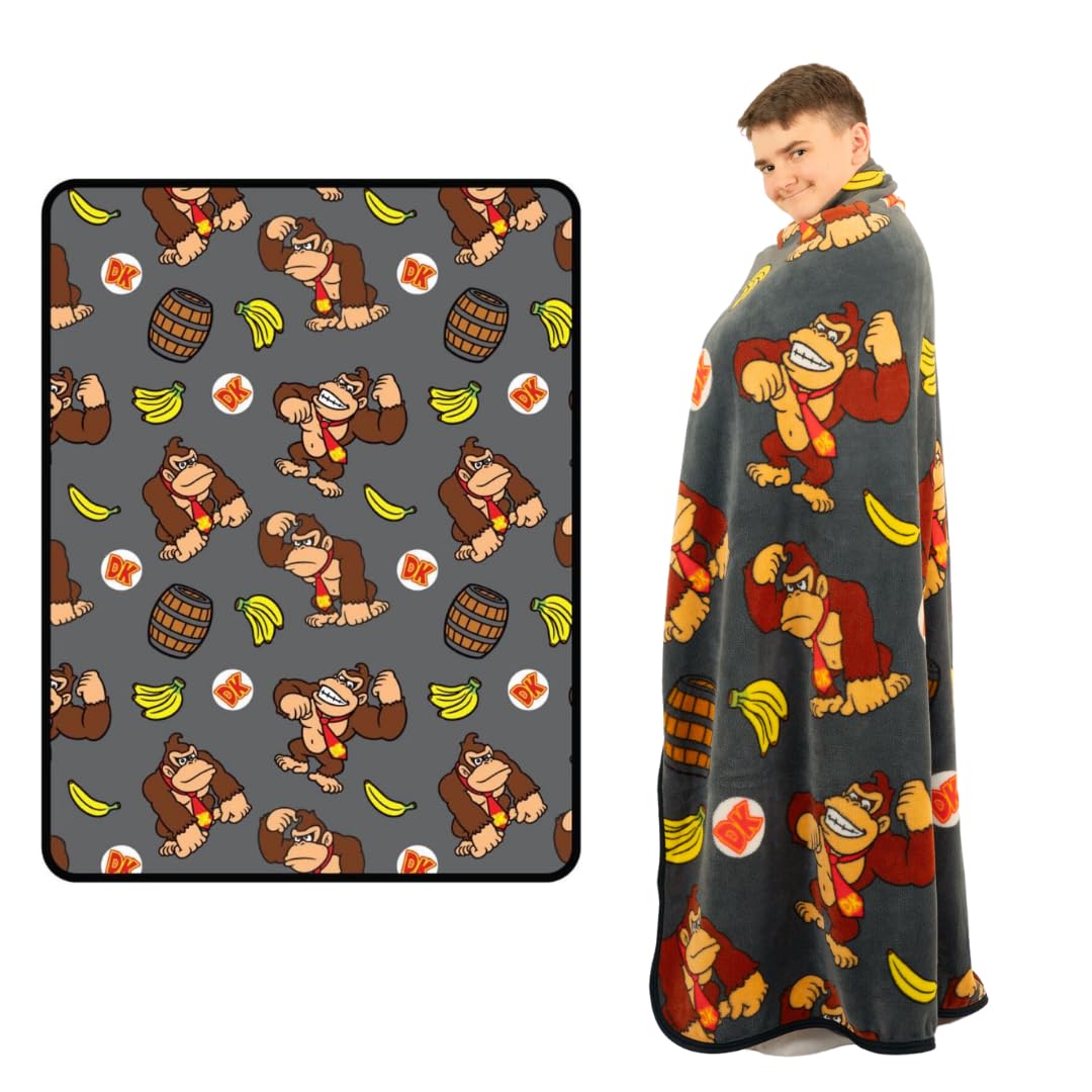 Franco Collectibles Nintendo Donkey Kong Gaming Bedding Super Soft Micro Raschel Throw, 46 In X 60 In, (Officially Licensed Prod