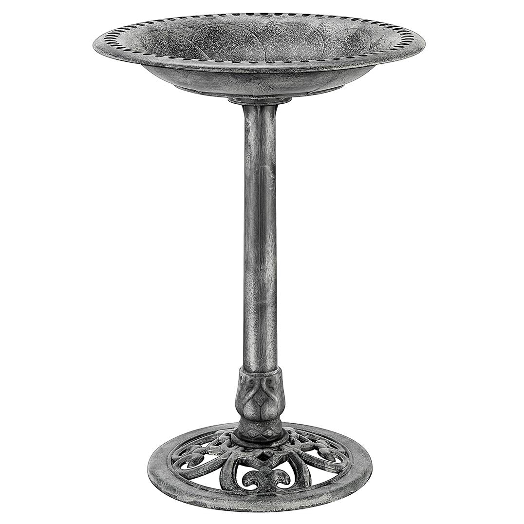 Vivohome 28 Inch Height Polyresin Lightweight Antique Outdoor Garden Bird Bath Gray