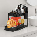 Bianco 2Tier Under Sink Organizer Rack For Home & Bathroom With 5 Hooks & Cup | Sliding Basket Shelf Stand For Bathroom, Laundr