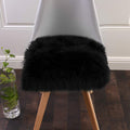 Softlife Black Faux Fur Sheepskin Chair Cover Seats Cushion Pad Super Soft Area Rugs for Living Bedroom Sofa Dorm (1.6ft x 1.6ft