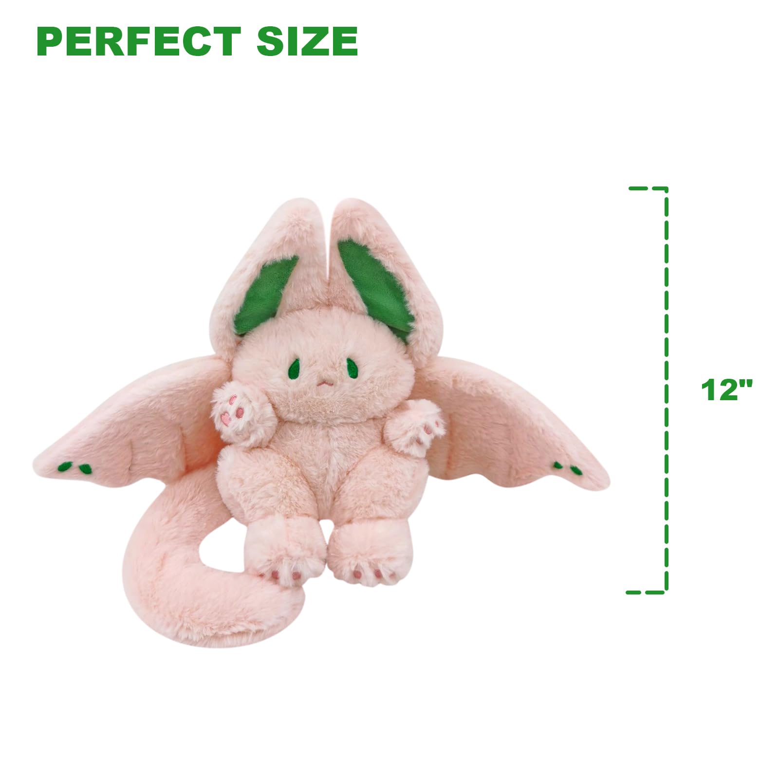 Peach Cat Cute Bat Bunny Plush Pillow Kawaii Bat Rabbit Stuffed Animal For Kids Pink 12'