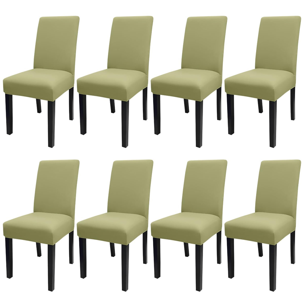 Jqinhome Sage Green Chair Covers For Dining Room Set Of 8, High Stretch Removable Washable Parsons Chair Slipcover For Home Party Hotel Wedding Ceremony (8Pcs, Sage Green)