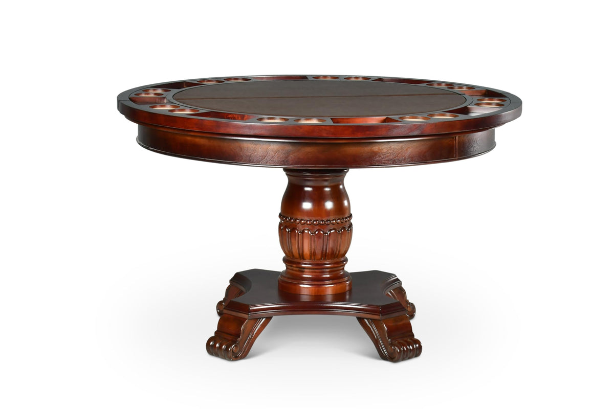 Steve Silver Company Tournament Dining And Game Table, Hardwood Solids, Detailed Pedestal Base, Traditional Style, Dining Room, Game Room, Kitchen, Cards, Poker, Vegas, 48&quot; L X 48&quot; W X 29.5&quot; H, Brown