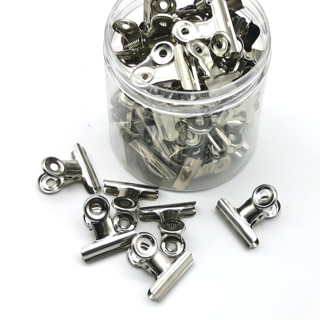 Otylzto 48Pcs Bulldog Clips Silver 1.25 Inches,Mini Binder Clips,Metal Paper Clips With Transparent Storage Box,Binder Clips,Hin