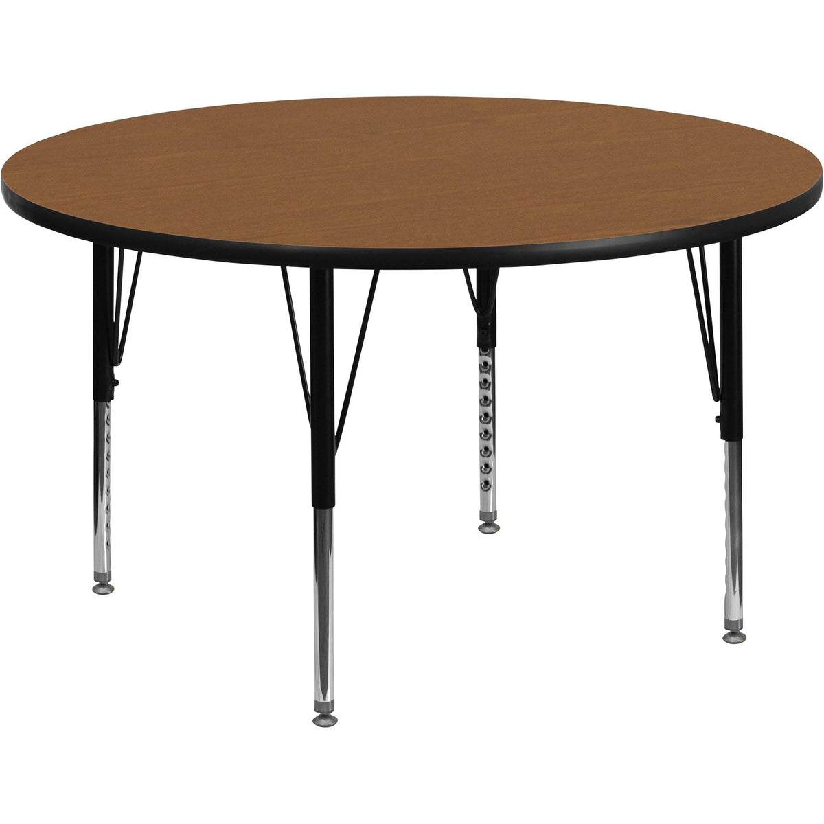 Flash Furniture Wren 60'' Round Oak Thermal Laminate Activity Table - Height Adjustable Short Legs