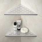 Bernkot Corner Shower Shelf, 12'' Brushed 304 Stainless Steel Slot Design Recessed Corner Shelves 2 Pack Bathroom Shelf Rack for