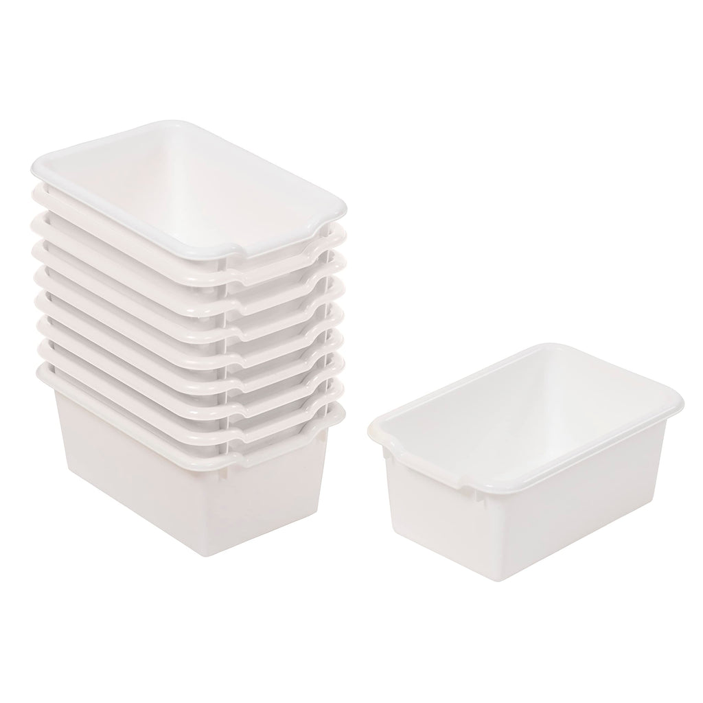 Ecr4Kids Scoop Front Storage Bins, Multipurpose Organization, White, 10-Piece