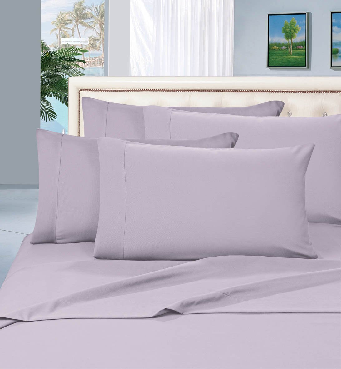 Elegant Comfort 6 Piece Wrinkle Resistant 1500 Premier Hotel Quality Ultra Soft Luxurious Bed Sheet Set, California King, Lilac