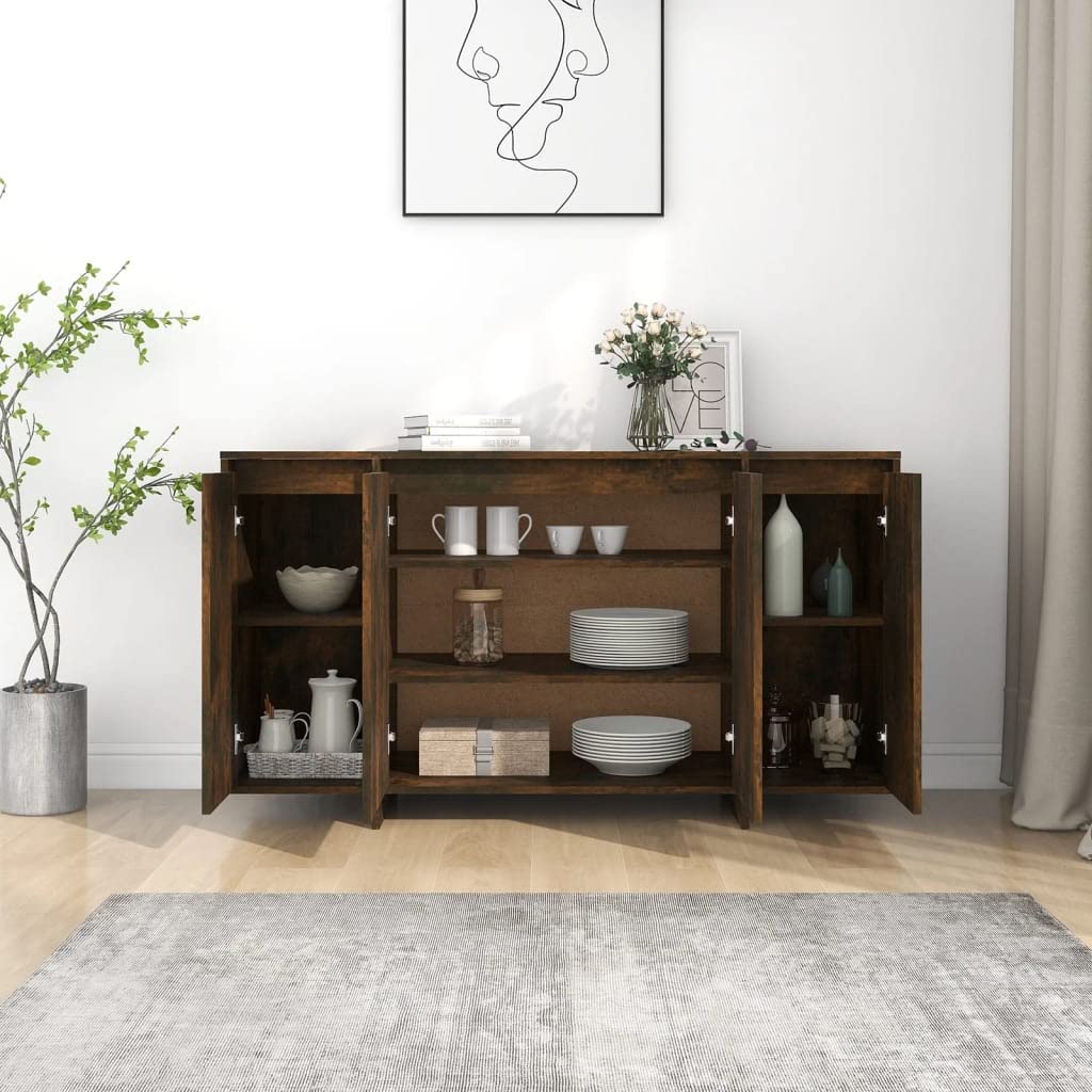 vidaXL Sideboard Smoked Oak 53.1&quot;x16.1&quot;x16.1&quot; Chipboard