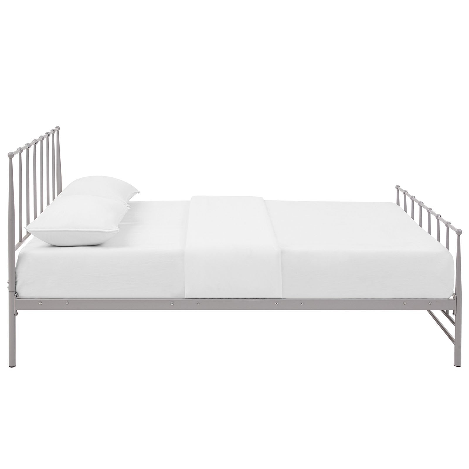 Modway Estate Steel Metal Queen Platform Bed With Metal Slat Support In Gray