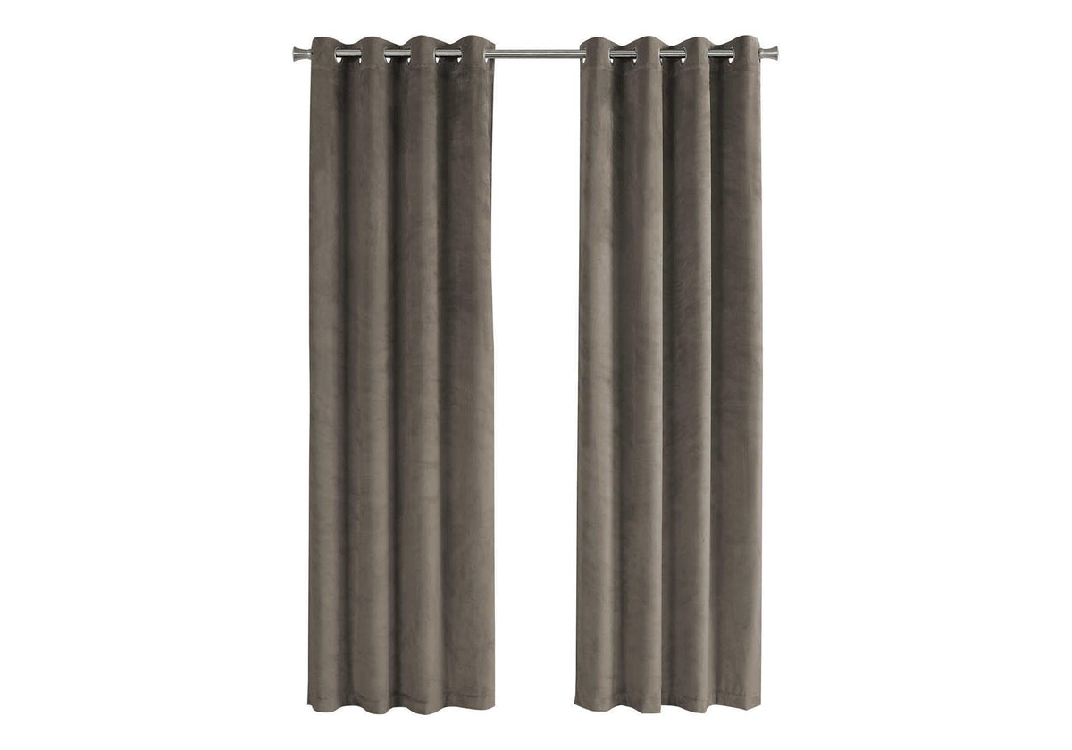 Monarch Specialties Curtain Panel Room Darkening, Velvet 84&quot;H Taupe