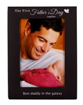 LEADEX Our First Fathers Day Together Fathers Day Gift Photo Frame,Black Metal Engraved 4 by 6 Inch (Vertical 4 by 6 inch)