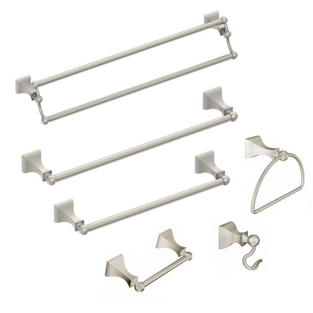 Moen Retreat Brushed Nickel Double Post Pivoting Toilet Paper Holder, Wall Mounted Toilet Roll Holder, Dn8308Bn