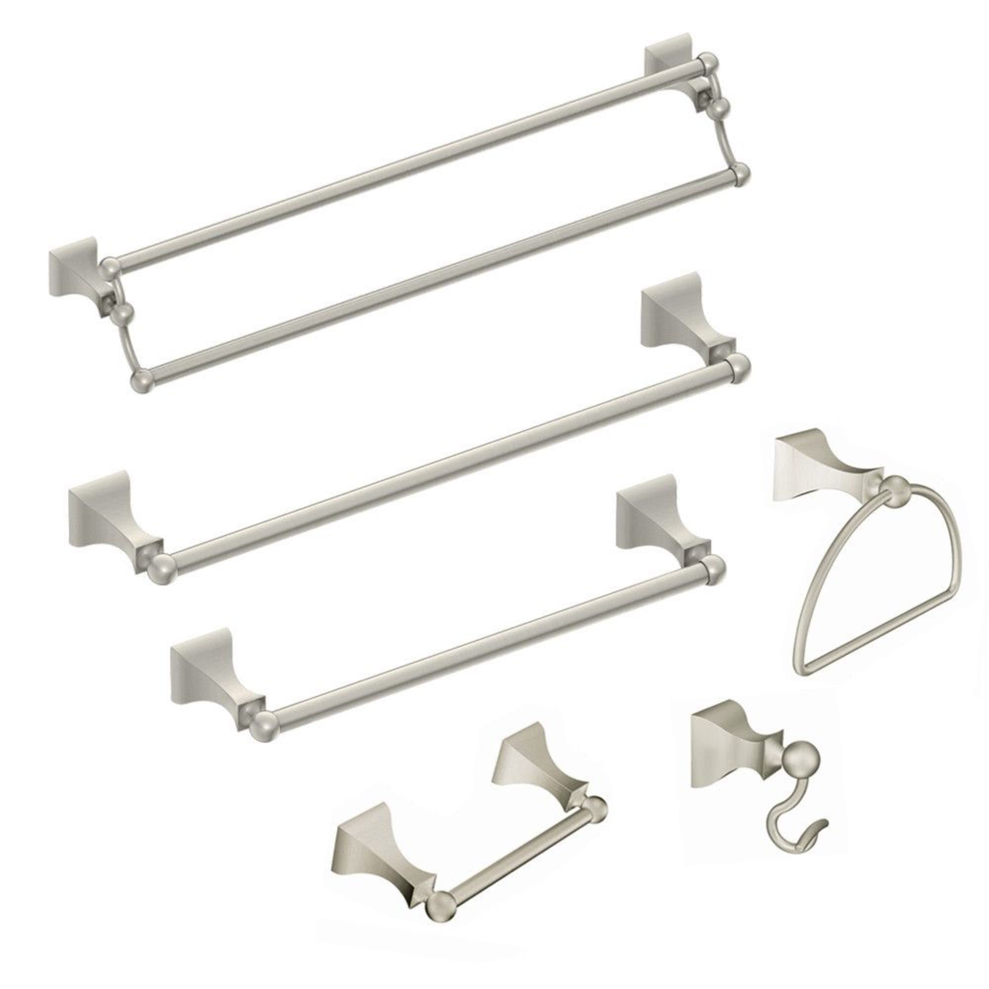 Moen Retreat Brushed Nickel Double Post Pivoting Toilet Paper Holder, Wall Mounted Toilet Roll Holder, Dn8308Bn