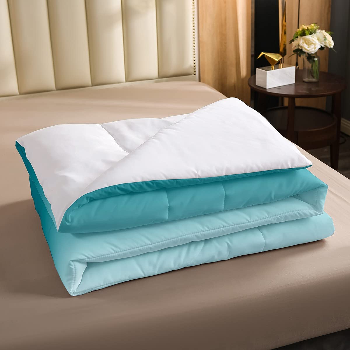 Erosebridal Ombre Comforter Set Twin Size - Colorful Green Purple Teal Gradient, Soft Lightweight Down Comforter with Pillow Case