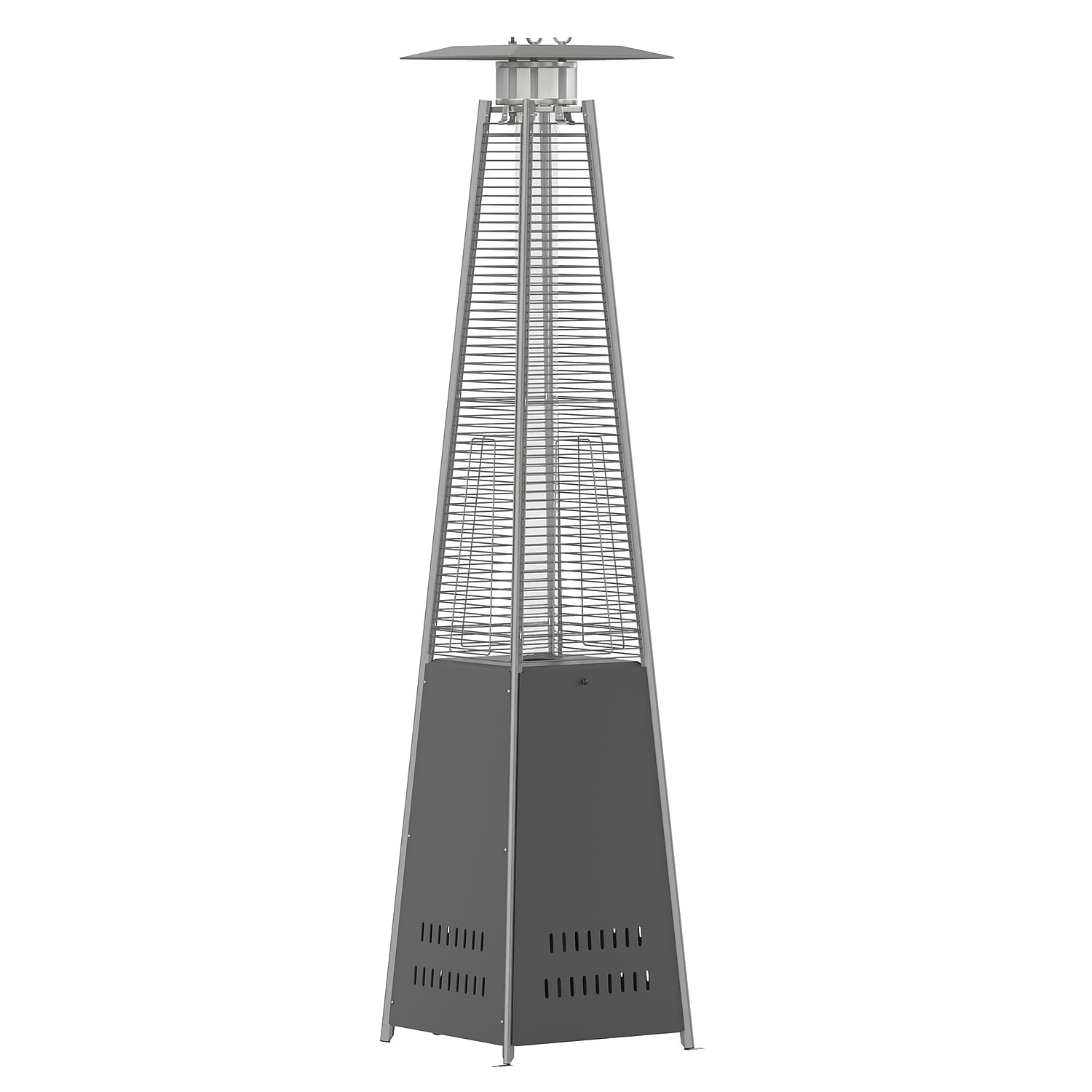 Flash Furniture Outdoor Patio Heater With Wheels - Slate Gray - 42,000 Btu - 7.5 Feet Tall - Stainless Steel - For Residential A